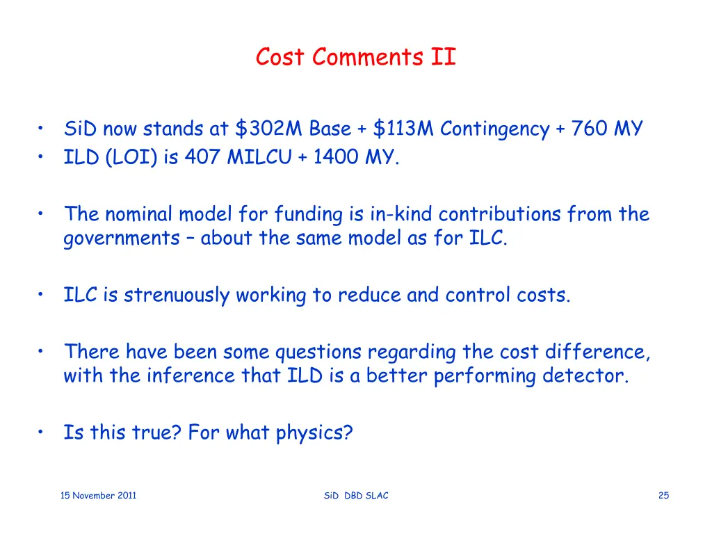cost comments ii