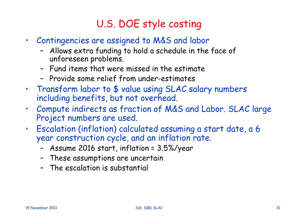 u s doe style costing