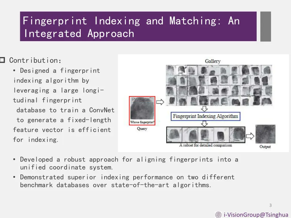 fingerprint indexing and matching an integrated