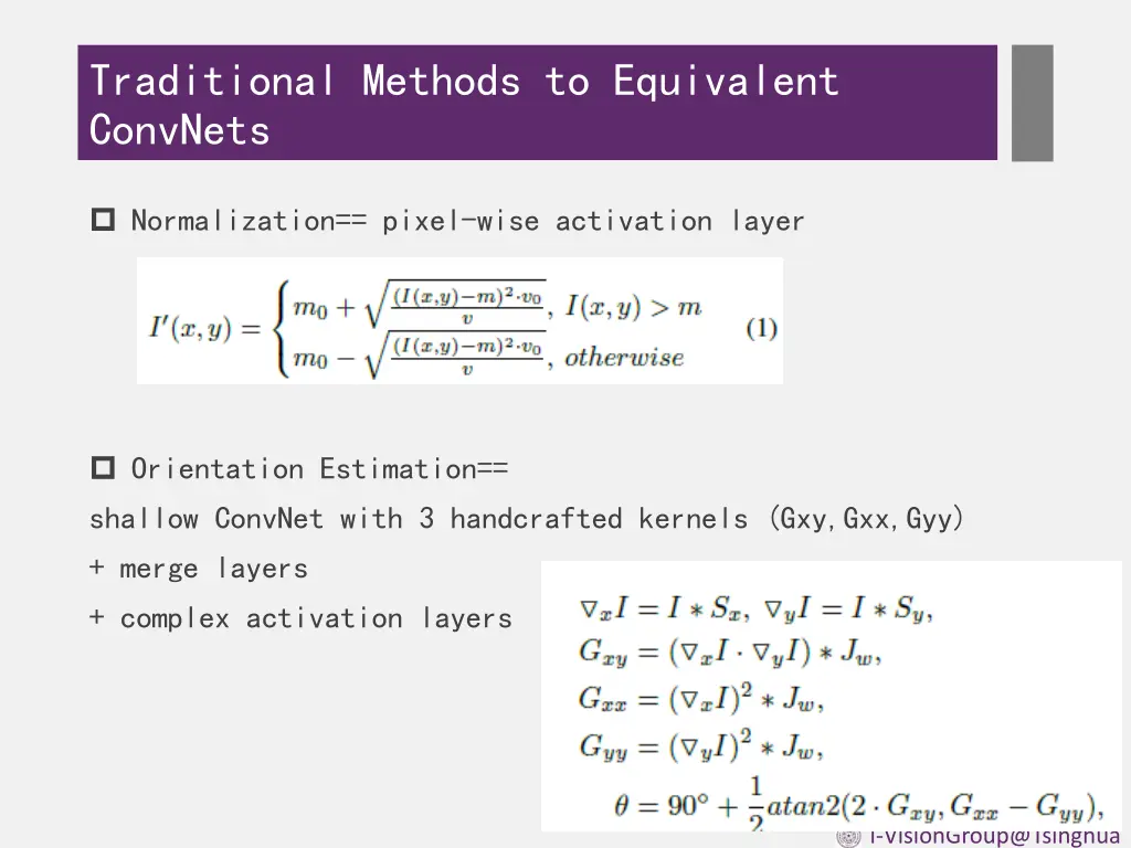 traditional methods to equivalent convnets