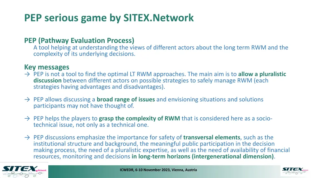 pep serious game by sitex network