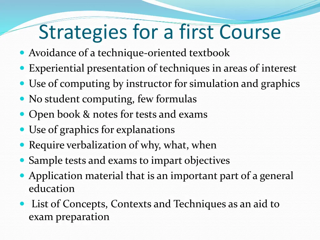 strategies for a first course avoidance