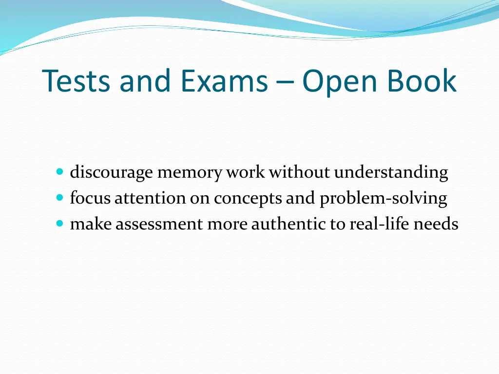 tests and exams open book