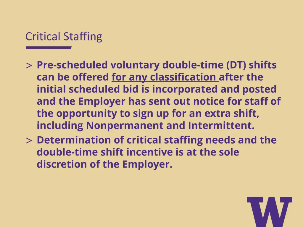 critical staffing