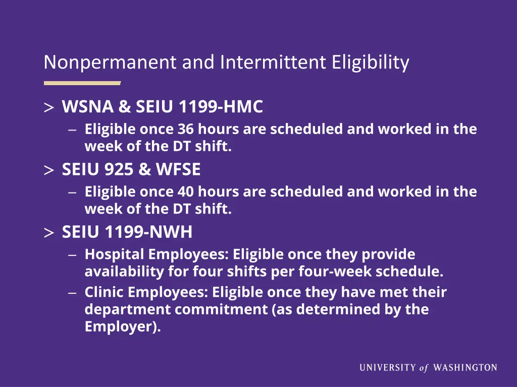 nonpermanent and intermittent eligibility