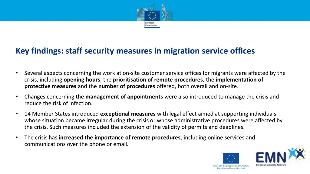 key findings staff security measures in migration