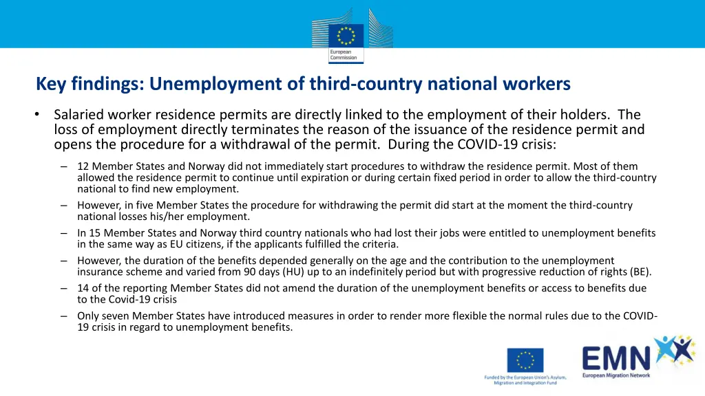 key findings unemployment of third country