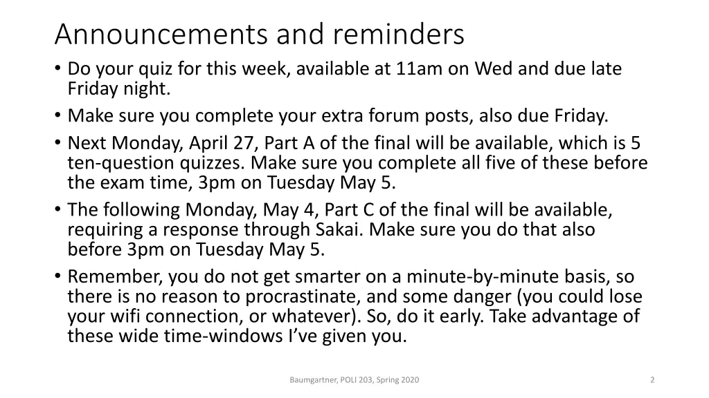 announcements and reminders do your quiz for this