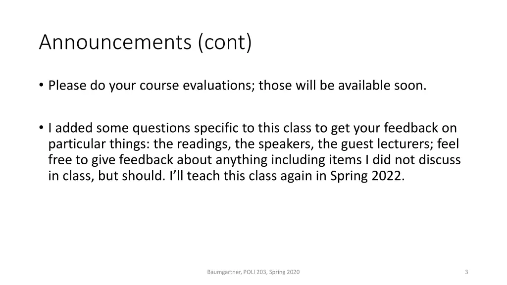 announcements cont