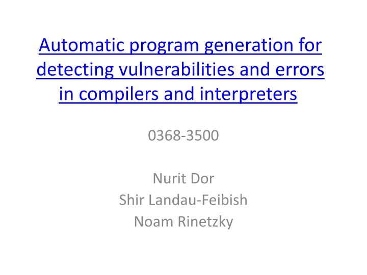 automatic program generation for detecting