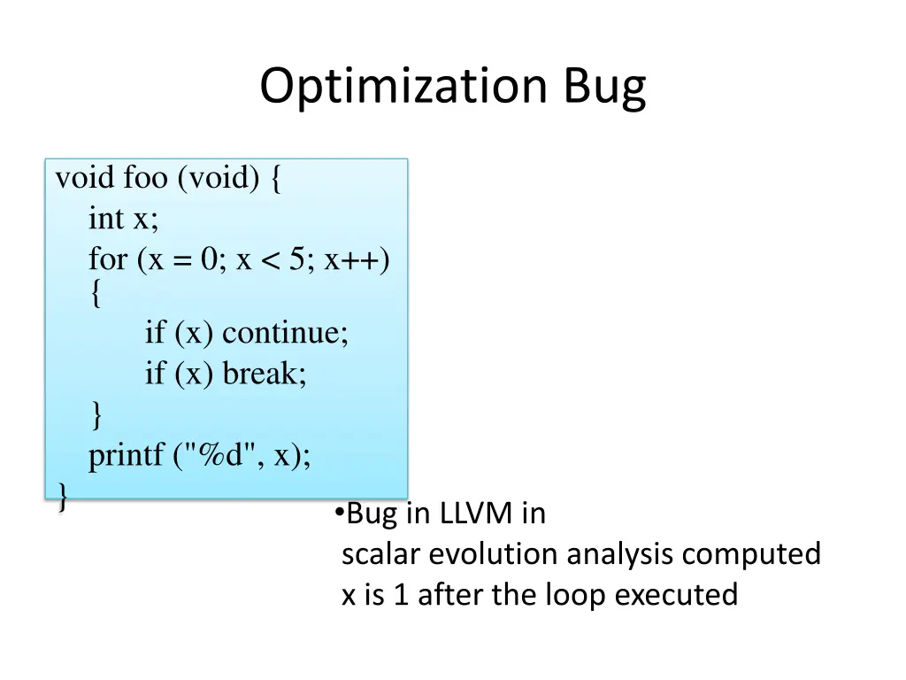 optimization bug