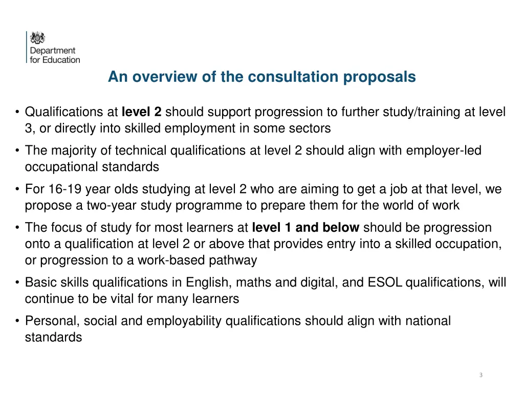 an overview of the consultation proposals