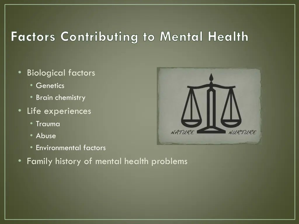 factors contributing to mental health