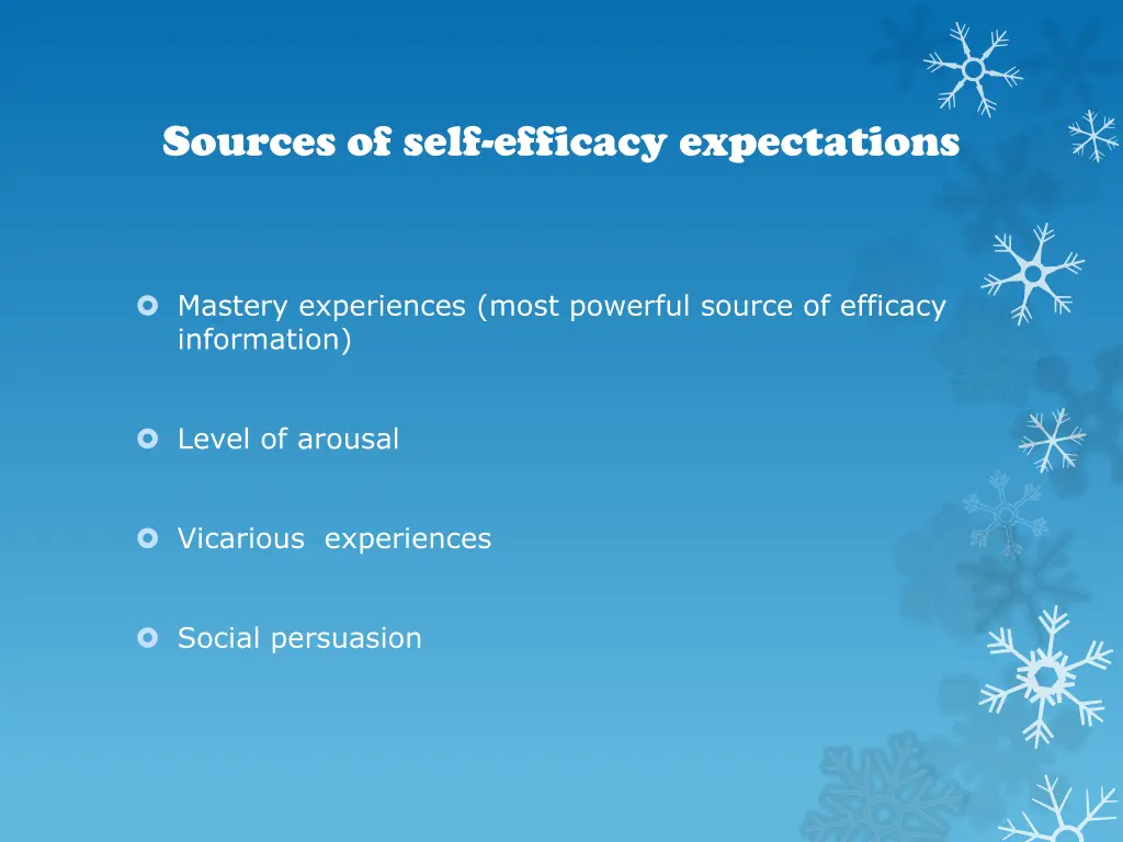 sources of self efficacy expectations