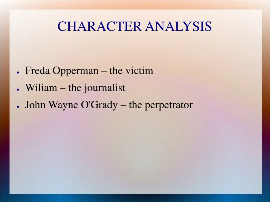 character analysis