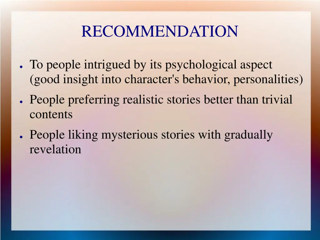 recommendation
