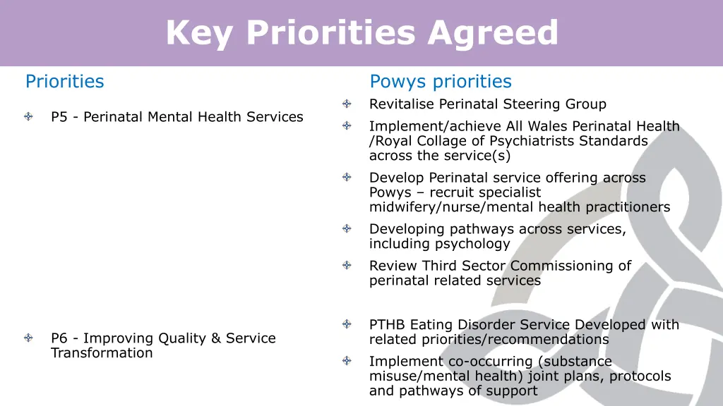 key priorities agreed 4