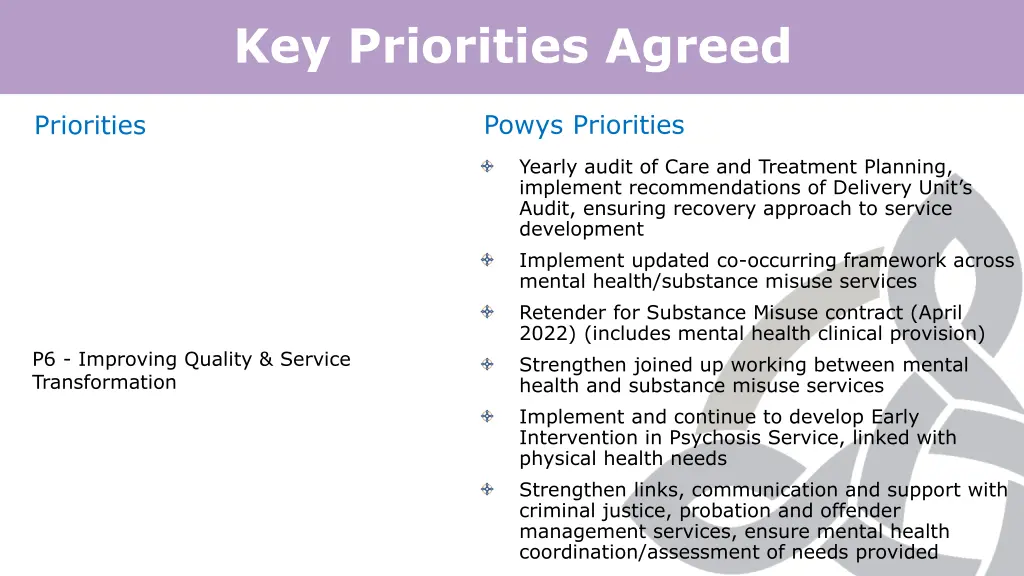 key priorities agreed 5