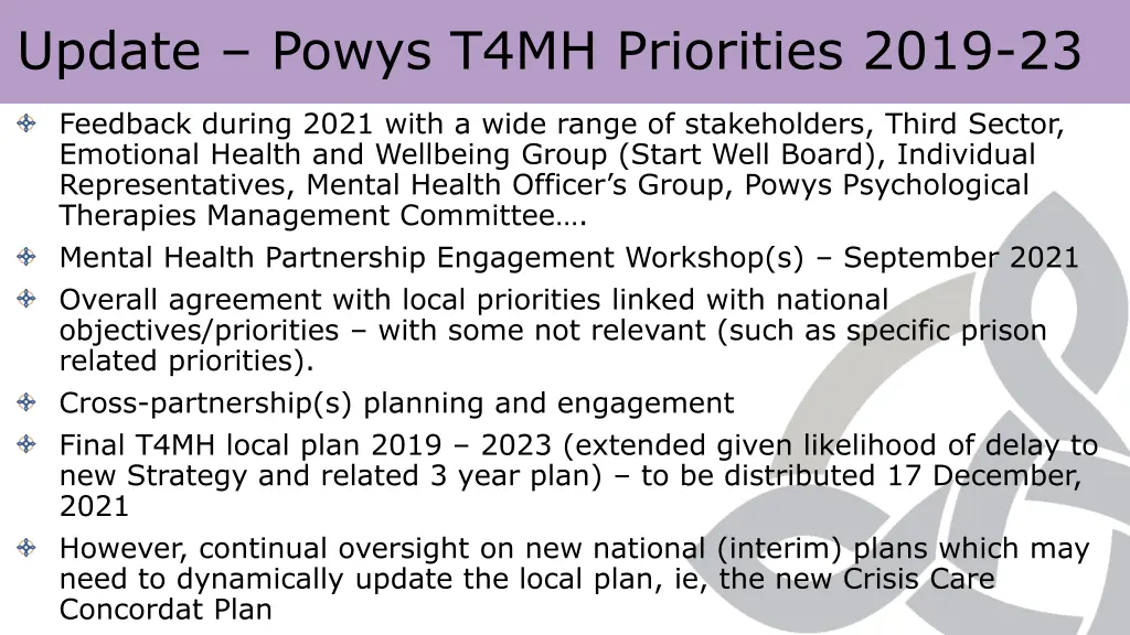 update powys t4mh priorities 2019 23