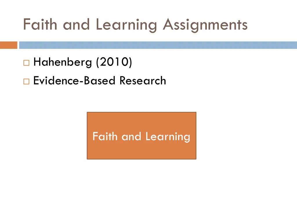 faith and learning assignments 2