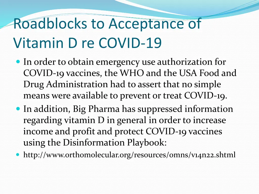 roadblocks to acceptance of vitamin d re covid 19