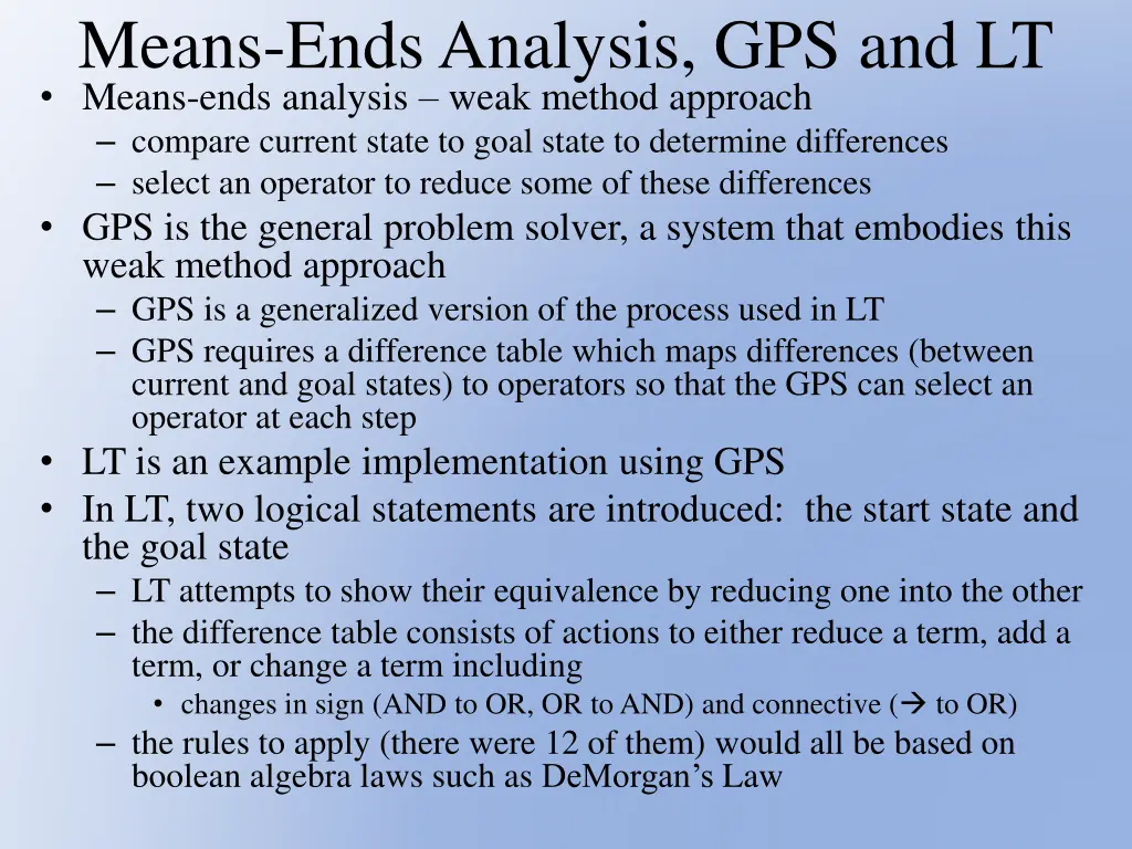means ends analysis gps and lt means ends