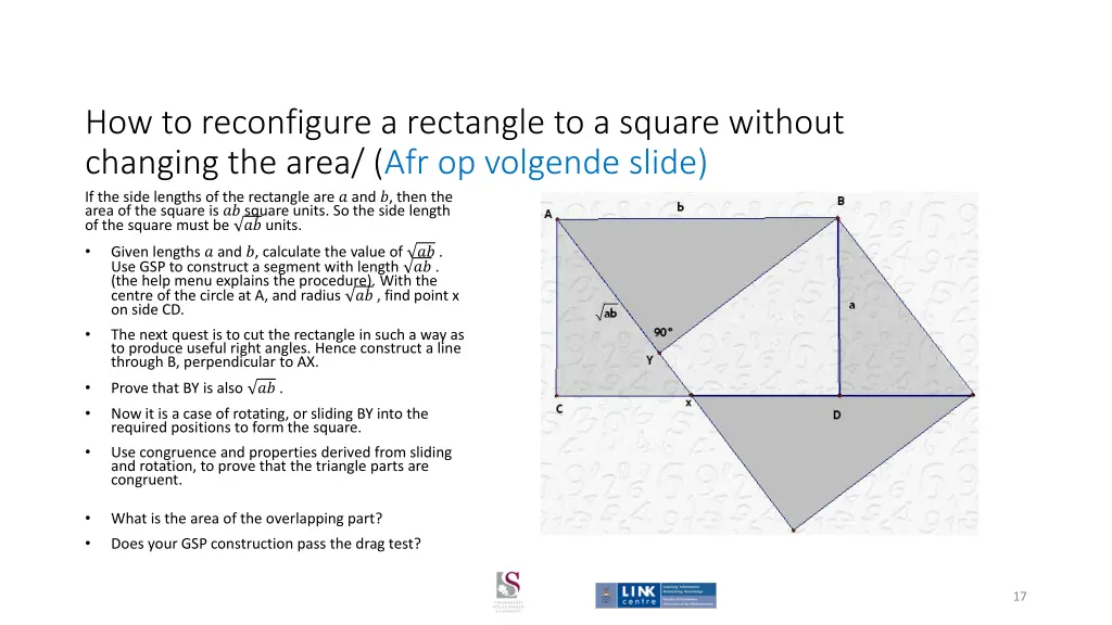 how to reconfigure a rectangle to a square
