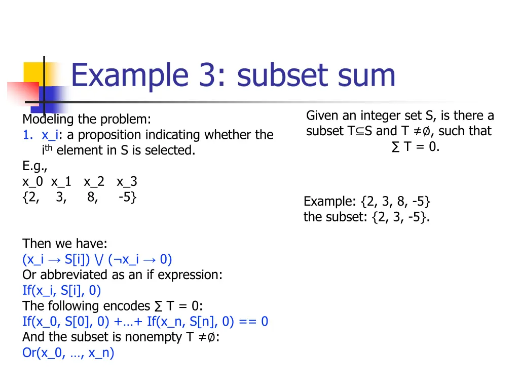 example 3 subset sum