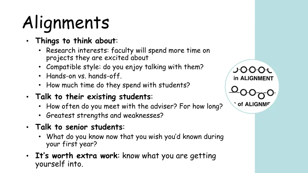 alignments things to think about research