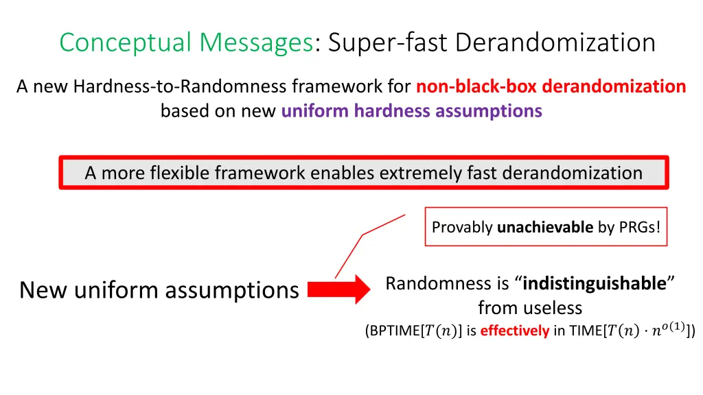 conceptual messages super fast derandomization