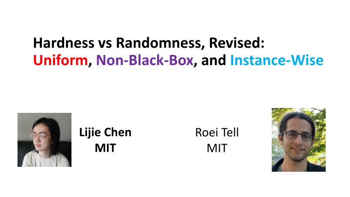 hardness vs randomness revised uniform non black