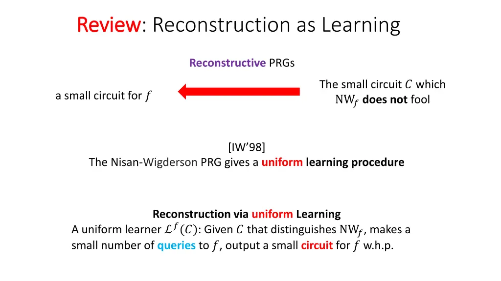 review review reconstruction as learning