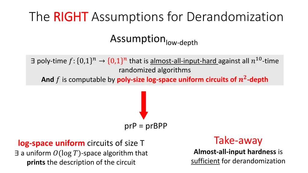 the right right assumptions for derandomization 1