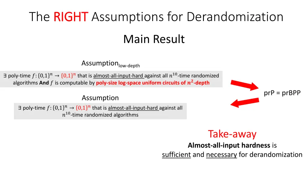 the right right assumptions for derandomization 2