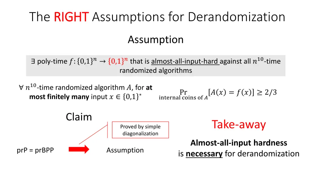 the right right assumptions for derandomization