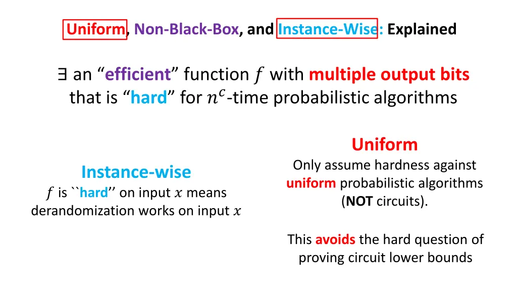 uniform non black box and instance wise explained