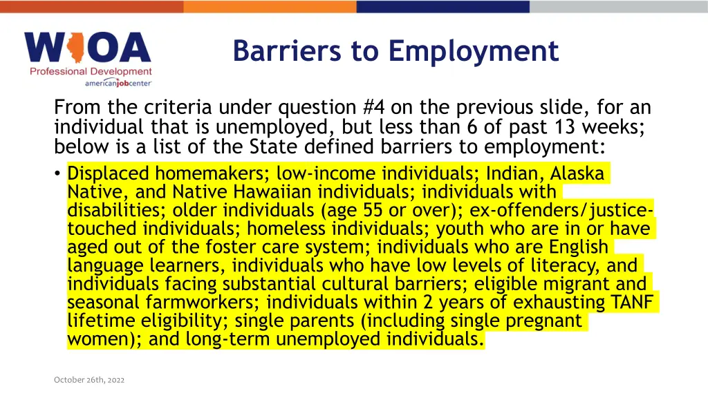 barriers to employment