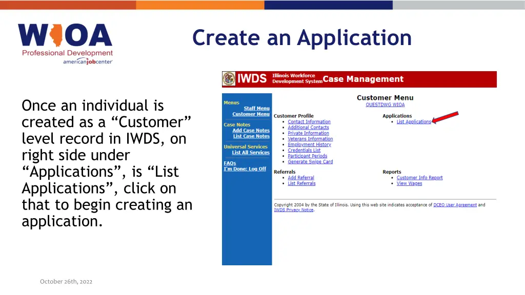 create an application