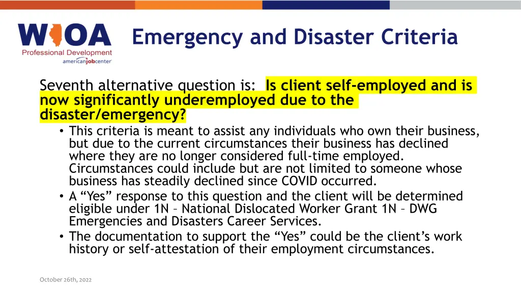emergency and disaster criteria 11