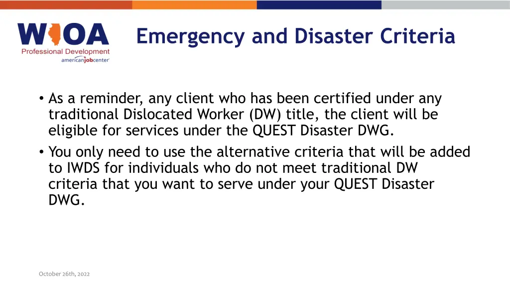 emergency and disaster criteria 12