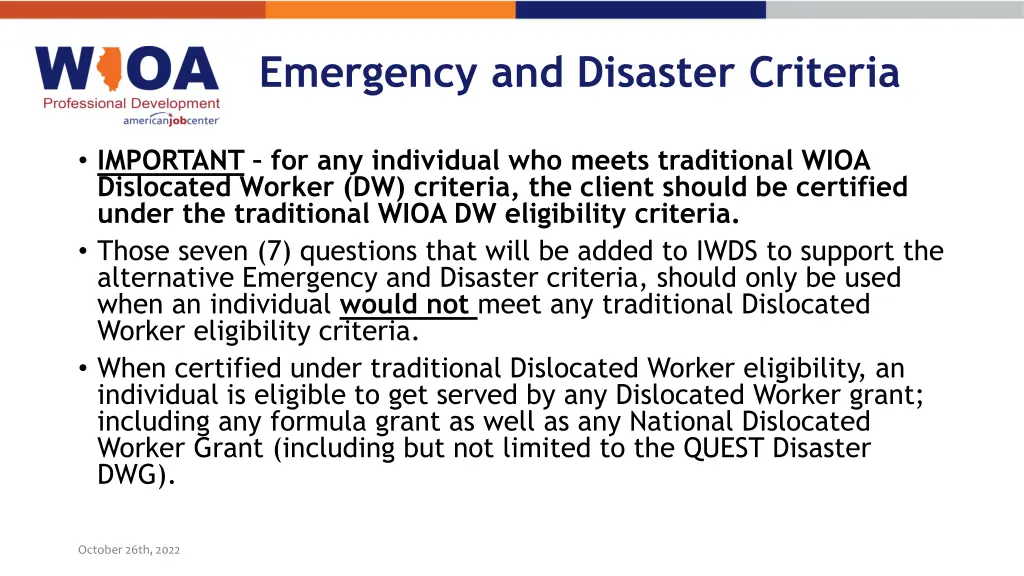 emergency and disaster criteria 2