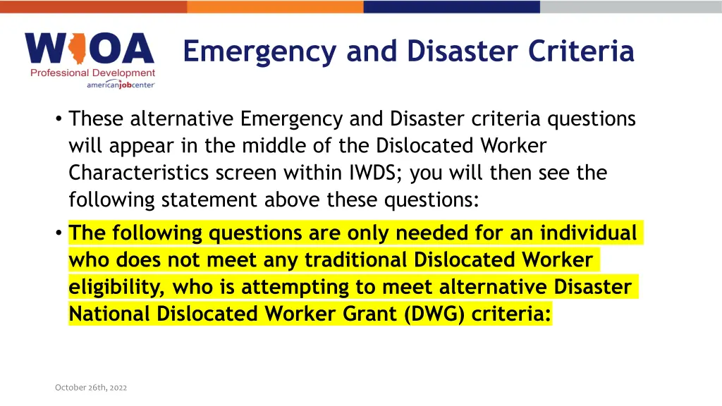 emergency and disaster criteria 3