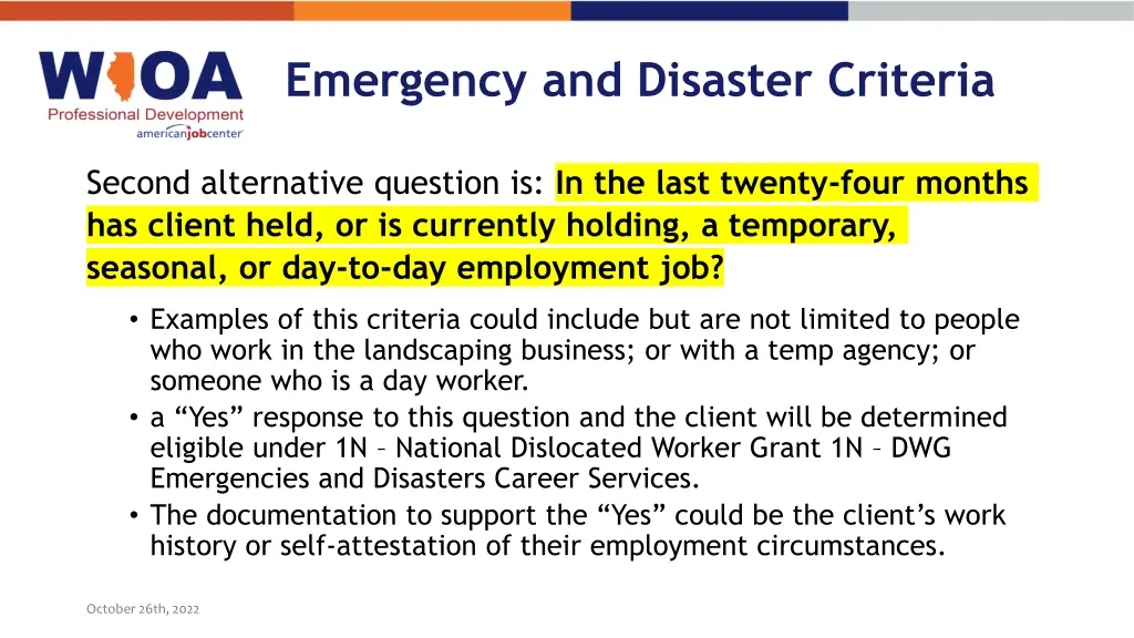 emergency and disaster criteria 5