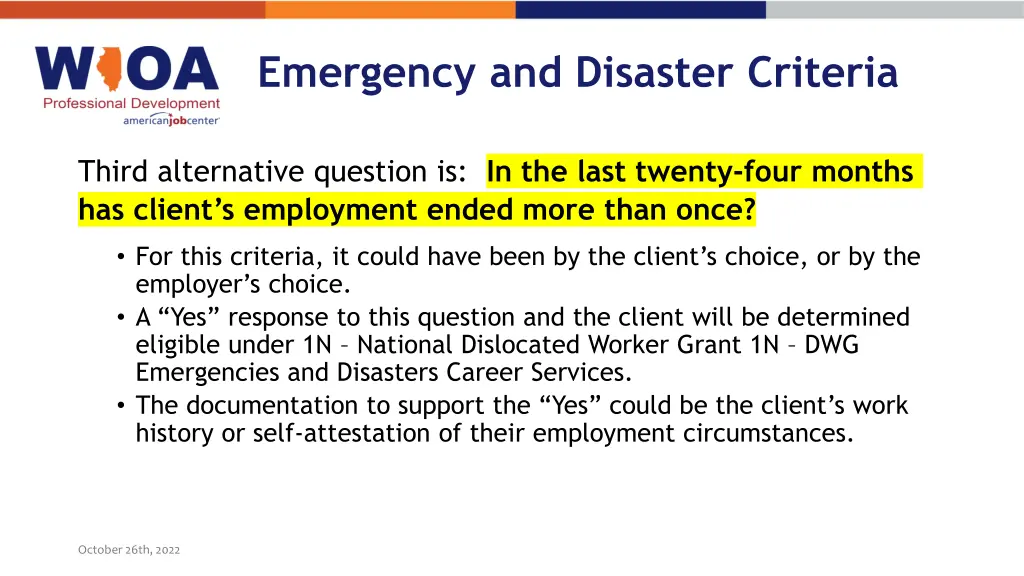 emergency and disaster criteria 6
