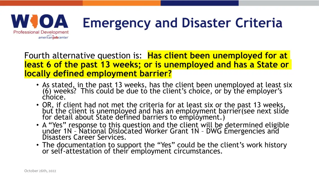 emergency and disaster criteria 7
