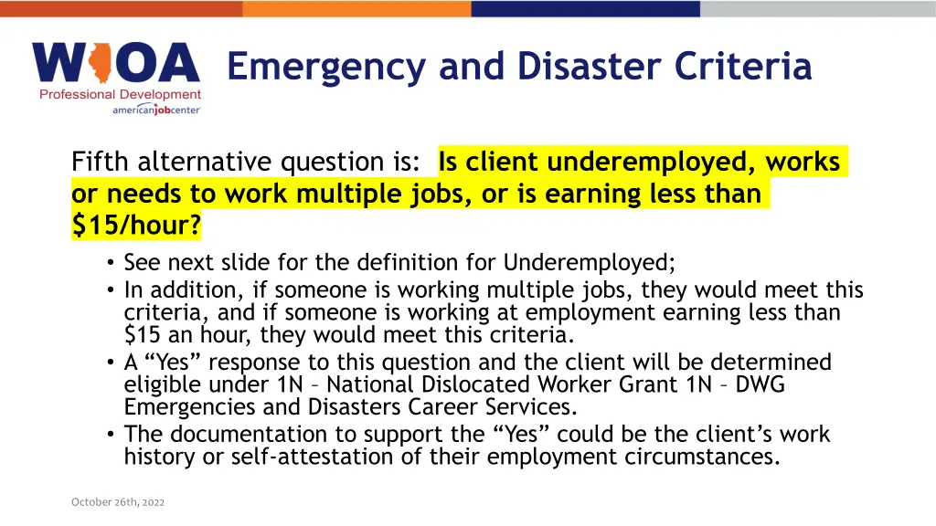 emergency and disaster criteria 8