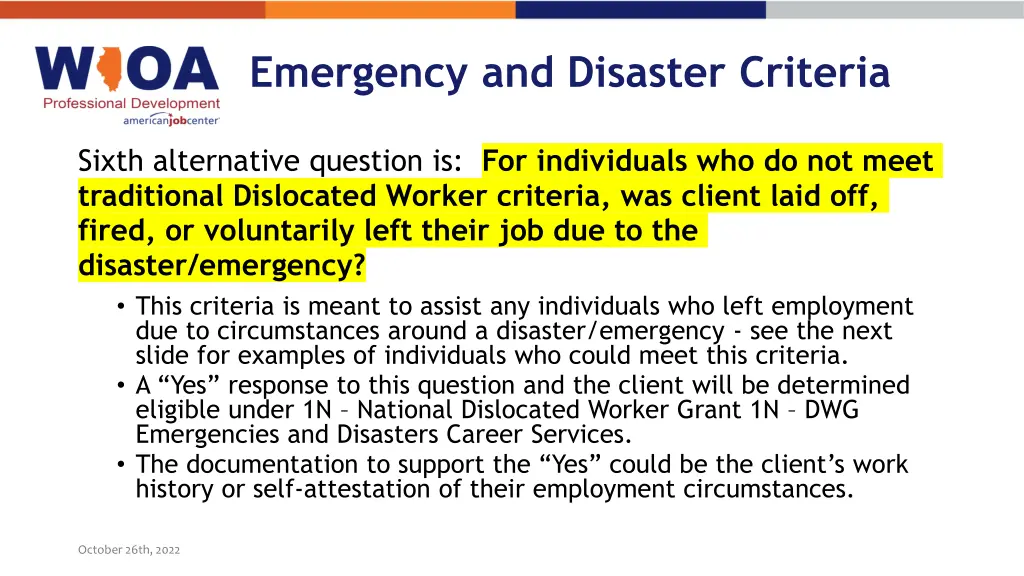 emergency and disaster criteria 9