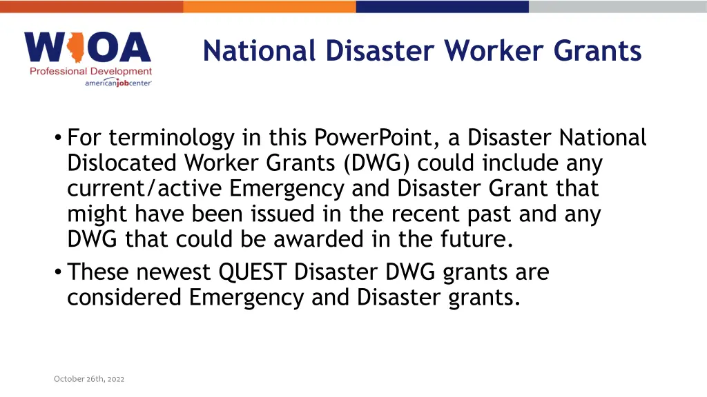 national disaster worker grants