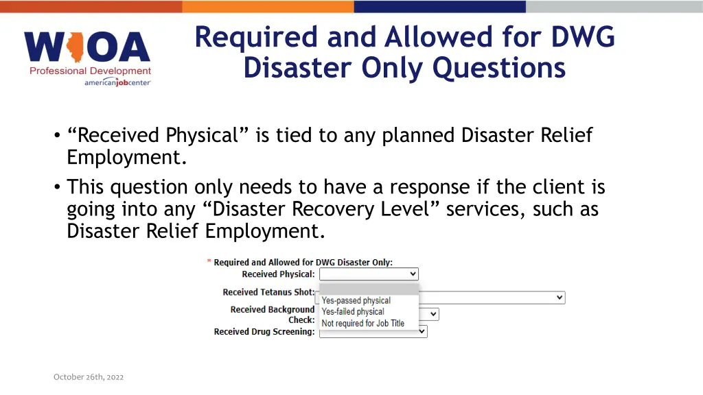 required and allowed for dwg disaster only 1