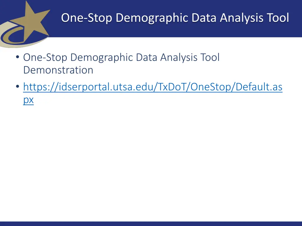 one stop demographic data analysis tool 1